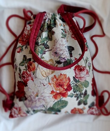 Plecak torba 2w1 czerwona w kwiaty