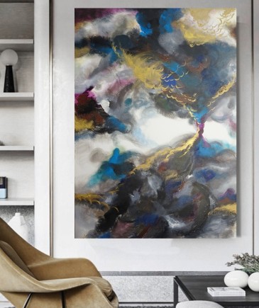 duży obraz do salonu olej na płótnie nowoczesna abstrakcja