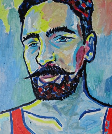 obraz do salonu portret mężczyzny z wąsem
