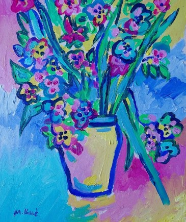 obraz olejny do salonu kolorowe kwiaty
