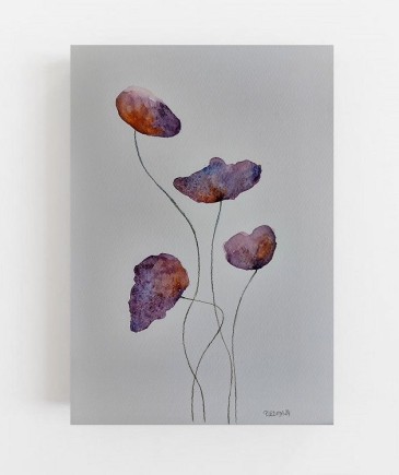 Fioletowe kwiatki-akwarela A4